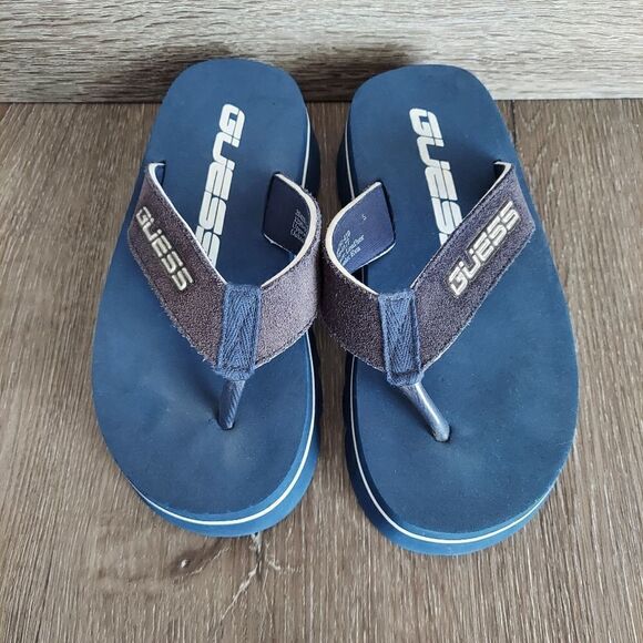 Vintage Guess Platform Flip Flops Sandals Blue White Size 5 - Picture 3 of 10